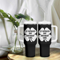St Patricks Day Birthday Girl Tumbler With Handle Irish Bday Shamrock Clovers