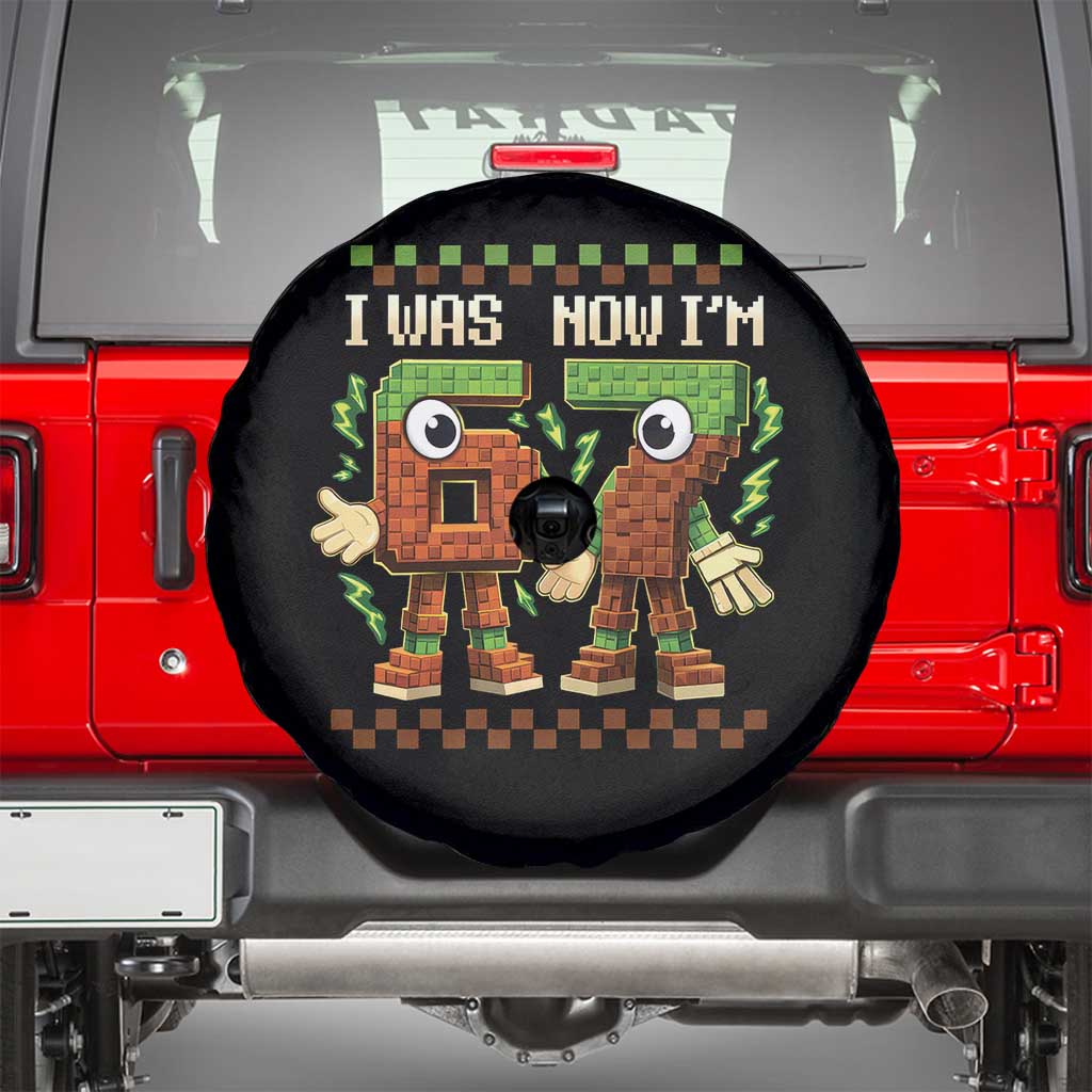 I Was 6 Now Im 7 7th Birthday 67 Meme Spare Tire Cover Six Seven Checkered Kids Gaming Meme