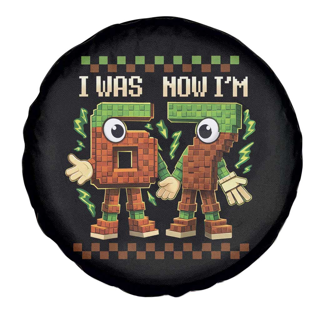 I Was 6 Now Im 7 7th Birthday 67 Meme Spare Tire Cover Six Seven Checkered Kids Gaming Meme