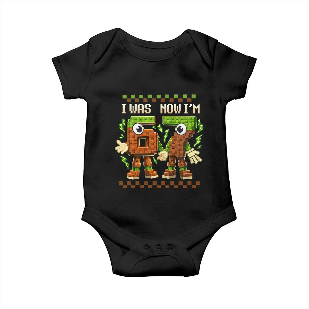 I Was 6 Now Im 7 7th Birthday 67 Meme Baby Onesie Six Seven Checkered Kids Gaming Meme
