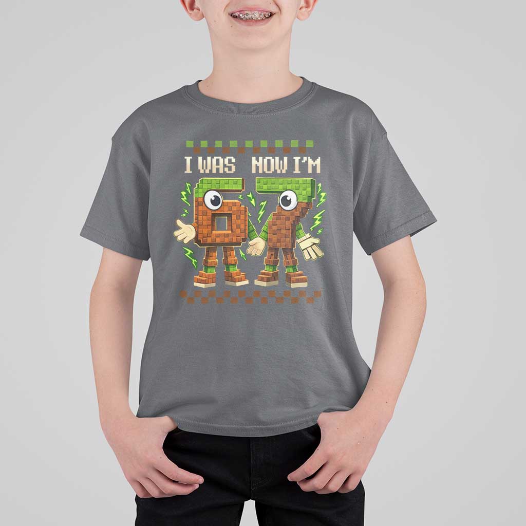 I Was 6 Now Im 7 7th Birthday 67 Meme T Shirt For Kid Six Seven Checkered Kids Gaming Meme