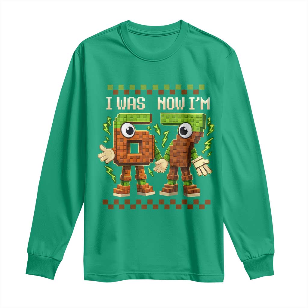 I Was 6 Now Im 7 7th Birthday 67 Meme Long Sleeve Shirt Six Seven Checkered Kids Gaming Meme