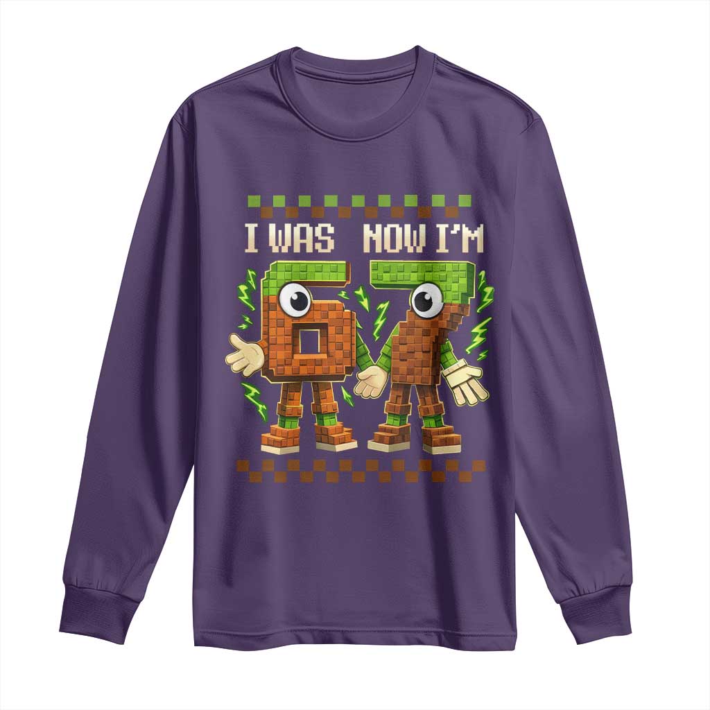 I Was 6 Now Im 7 7th Birthday 67 Meme Long Sleeve Shirt Six Seven Checkered Kids Gaming Meme
