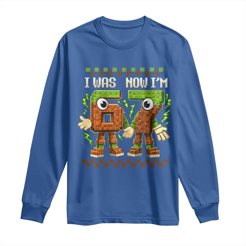 I Was 6 Now Im 7 7th Birthday 67 Meme Long Sleeve Shirt Six Seven Checkered Kids Gaming Meme