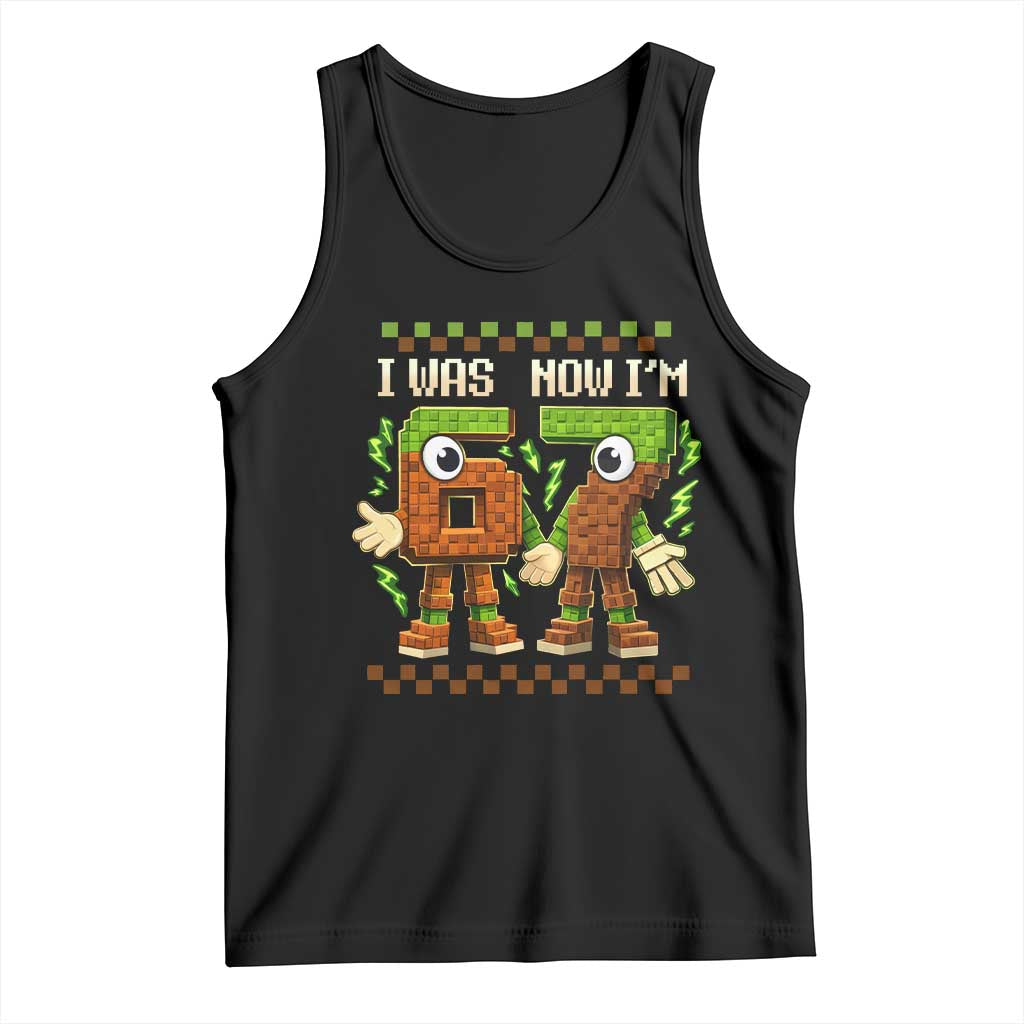 I Was 6 Now Im 7 7th Birthday 67 Meme Tank Top Six Seven Checkered Kids Gaming Meme