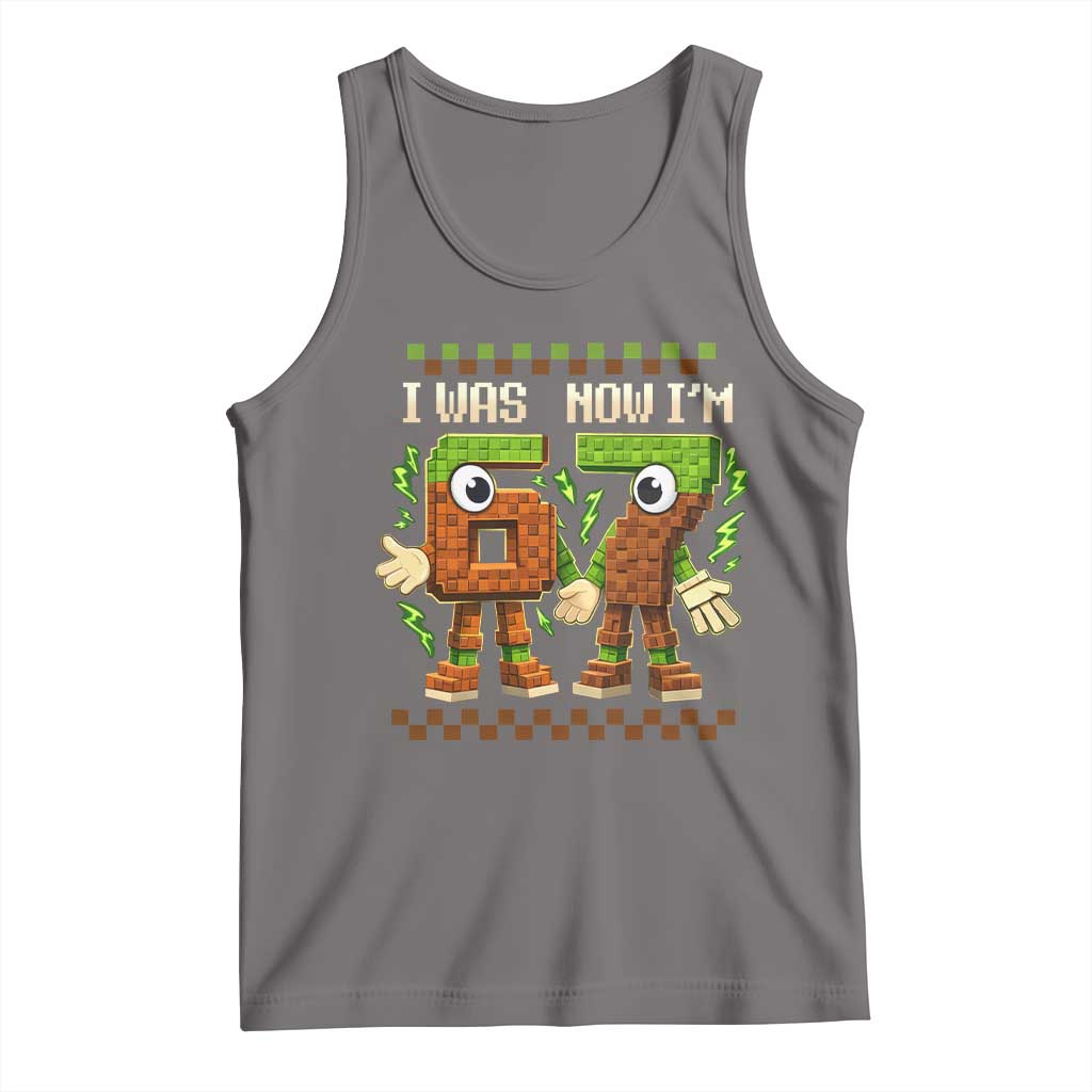 I Was 6 Now Im 7 7th Birthday 67 Meme Tank Top Six Seven Checkered Kids Gaming Meme