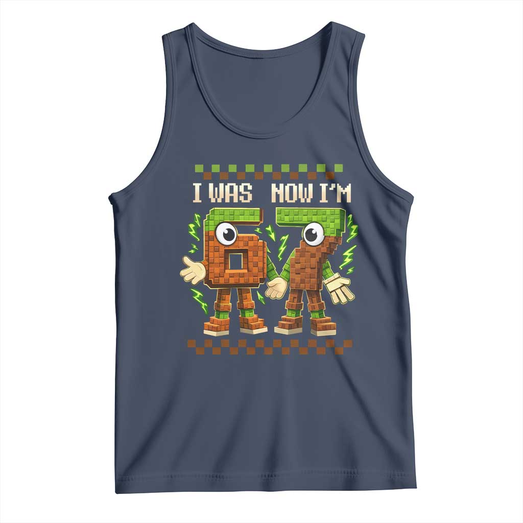 I Was 6 Now Im 7 7th Birthday 67 Meme Tank Top Six Seven Checkered Kids Gaming Meme