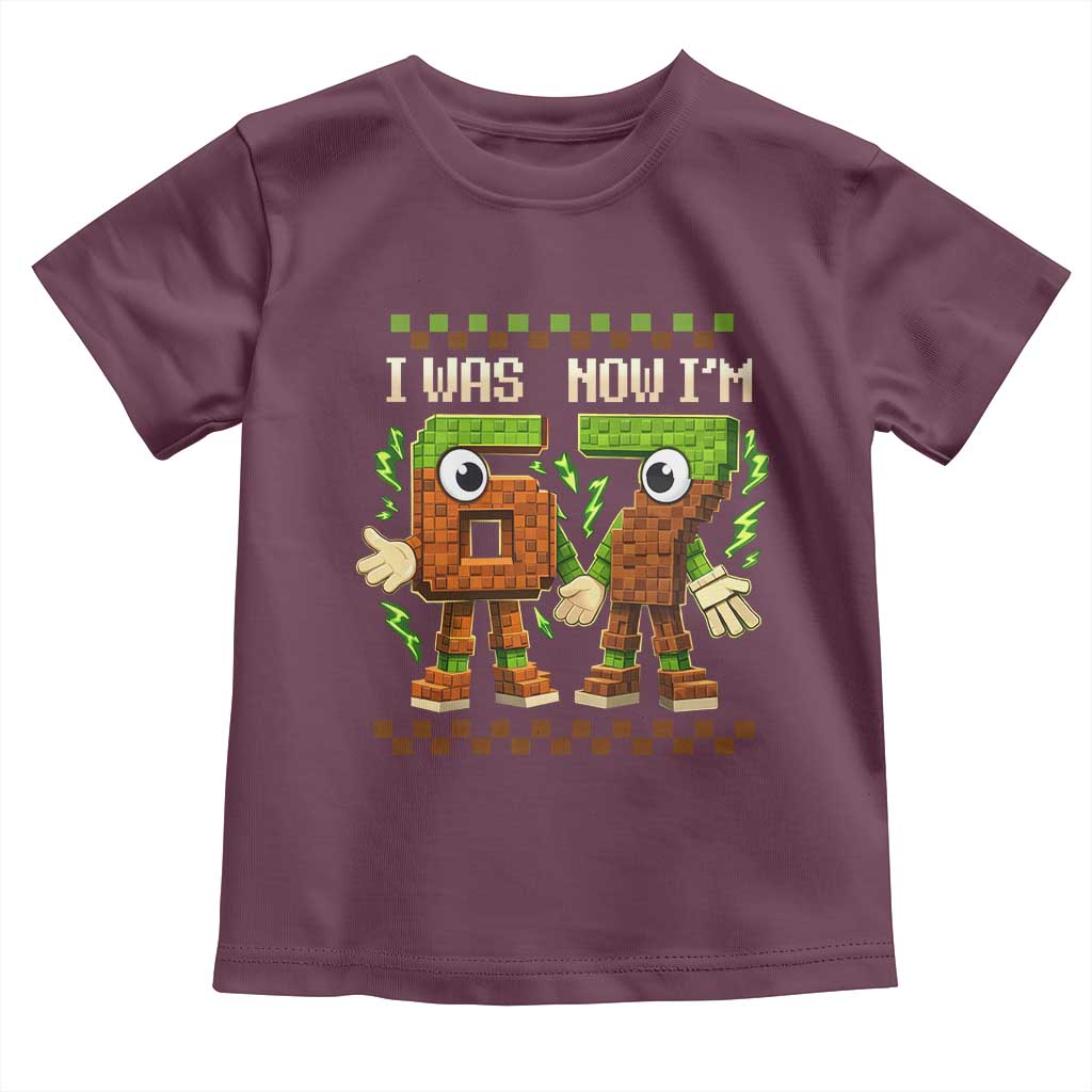 I Was 6 Now Im 7 7th Birthday 67 Meme Toddler T Shirt Six Seven Checkered Kids Gaming Meme