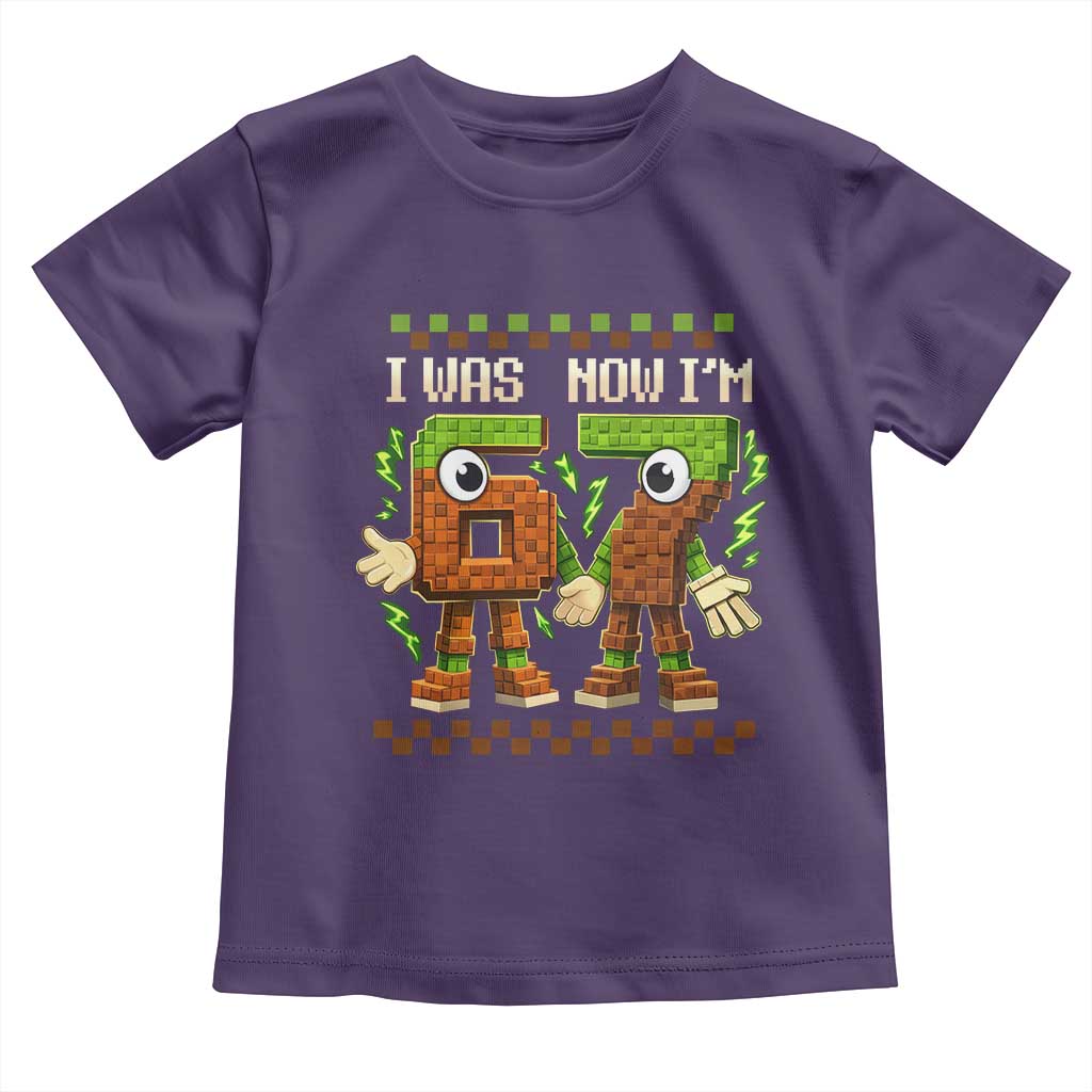 I Was 6 Now Im 7 7th Birthday 67 Meme Toddler T Shirt Six Seven Checkered Kids Gaming Meme