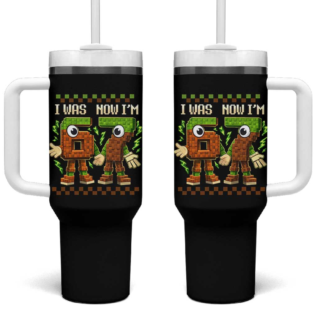 I Was 6 Now Im 7 7th Birthday 67 Meme Tumbler With Handle Six Seven Checkered Kids Gaming Meme
