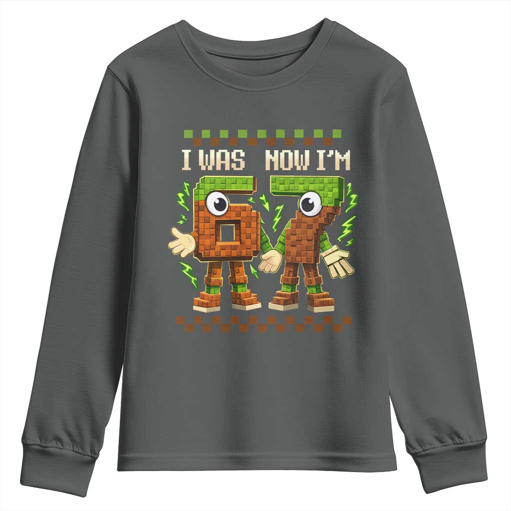 I Was 6 Now Im 7 7th Birthday 67 Meme Youth Sweatshirt Six Seven Checkered Kids Gaming Meme