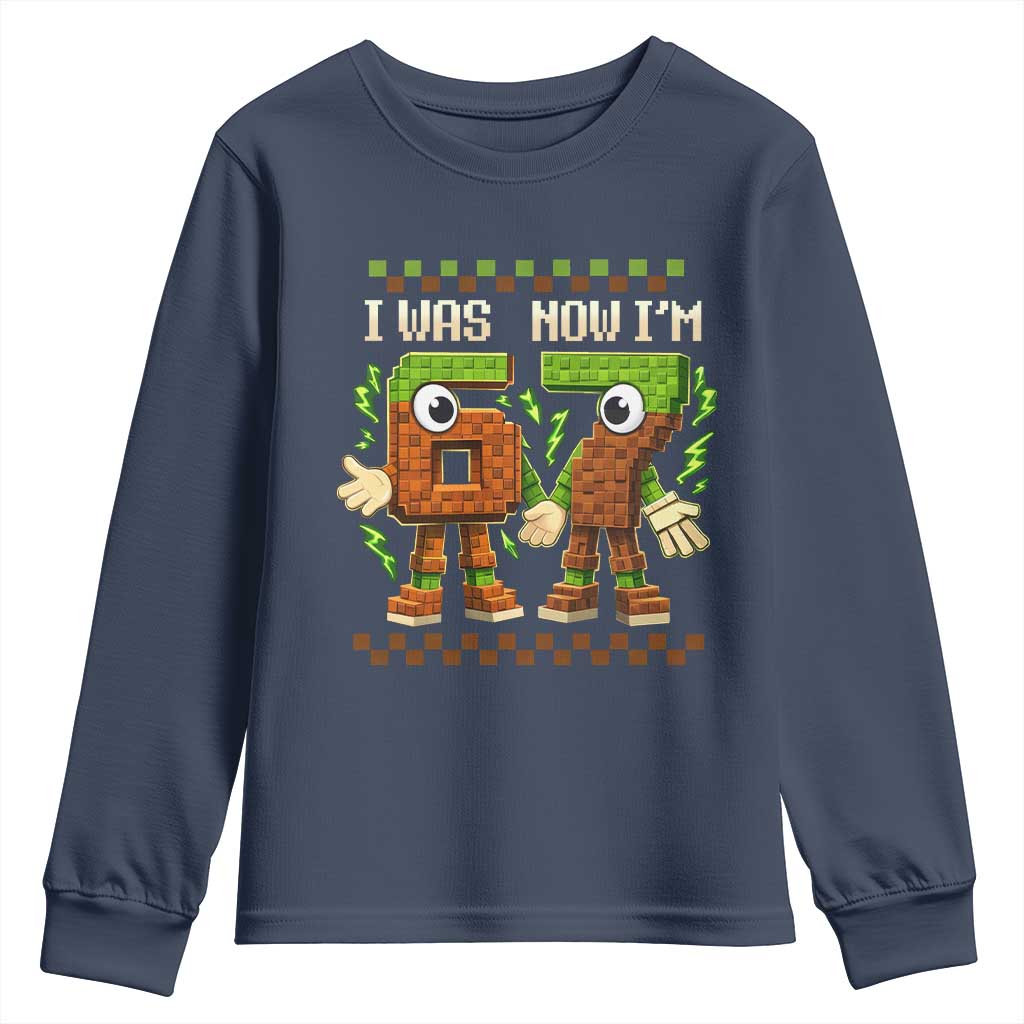 I Was 6 Now Im 7 7th Birthday 67 Meme Youth Sweatshirt Six Seven Checkered Kids Gaming Meme