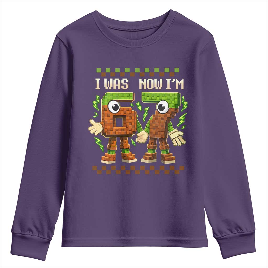 I Was 6 Now Im 7 7th Birthday 67 Meme Youth Sweatshirt Six Seven Checkered Kids Gaming Meme