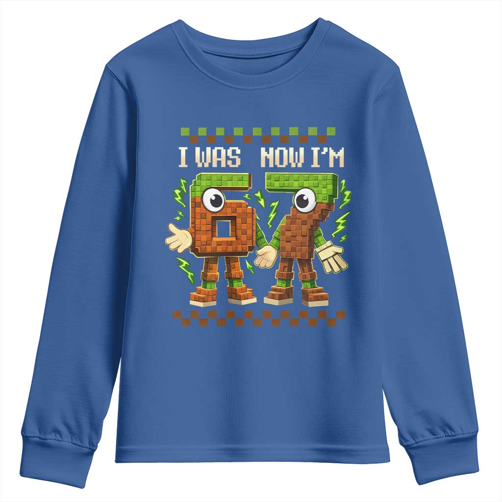 I Was 6 Now Im 7 7th Birthday 67 Meme Youth Sweatshirt Six Seven Checkered Kids Gaming Meme