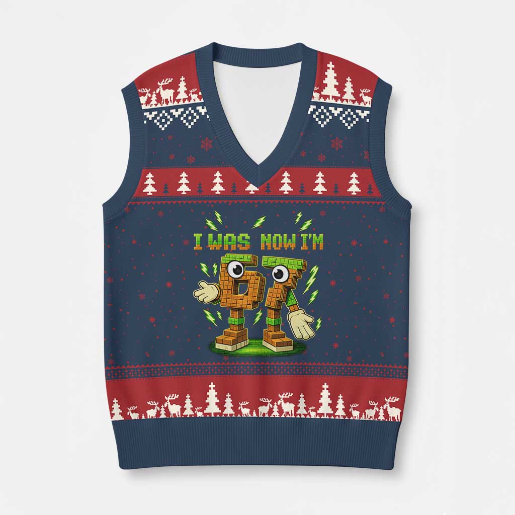 I Was 6 Now Im 7 7th Birthday 67 Meme V-Neck Knit Sweater Vest Funny 6 7 Birthday Six Seven Kids Gaming