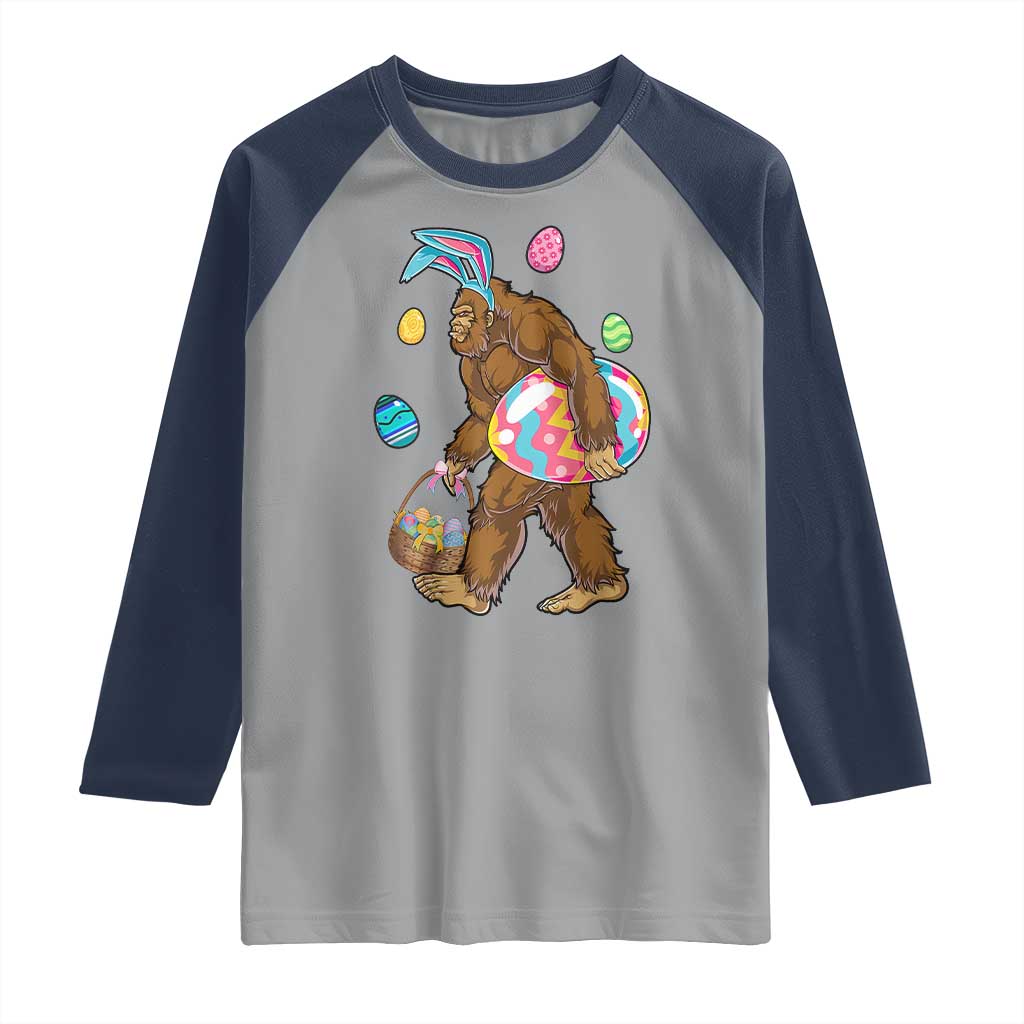 Bigfoot Easter Raglan Shirt Funny Sasquatch Eggs Hunting - Wonder Print Shop