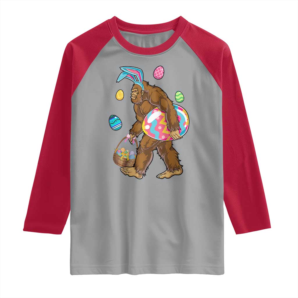 Bigfoot Easter Raglan Shirt Funny Sasquatch Eggs Hunting - Wonder Print Shop
