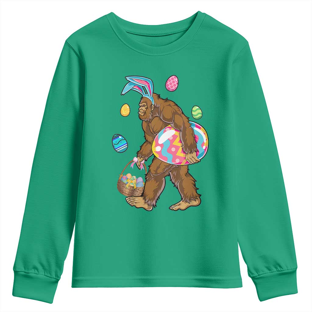 Bigfoot Easter Youth Sweatshirt Funny Sasquatch Eggs Hunting - Wonder Print Shop