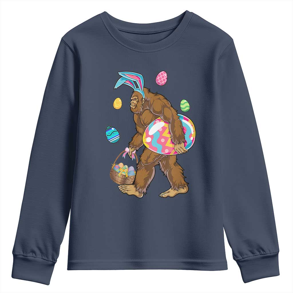 Bigfoot Easter Youth Sweatshirt Funny Sasquatch Eggs Hunting - Wonder Print Shop
