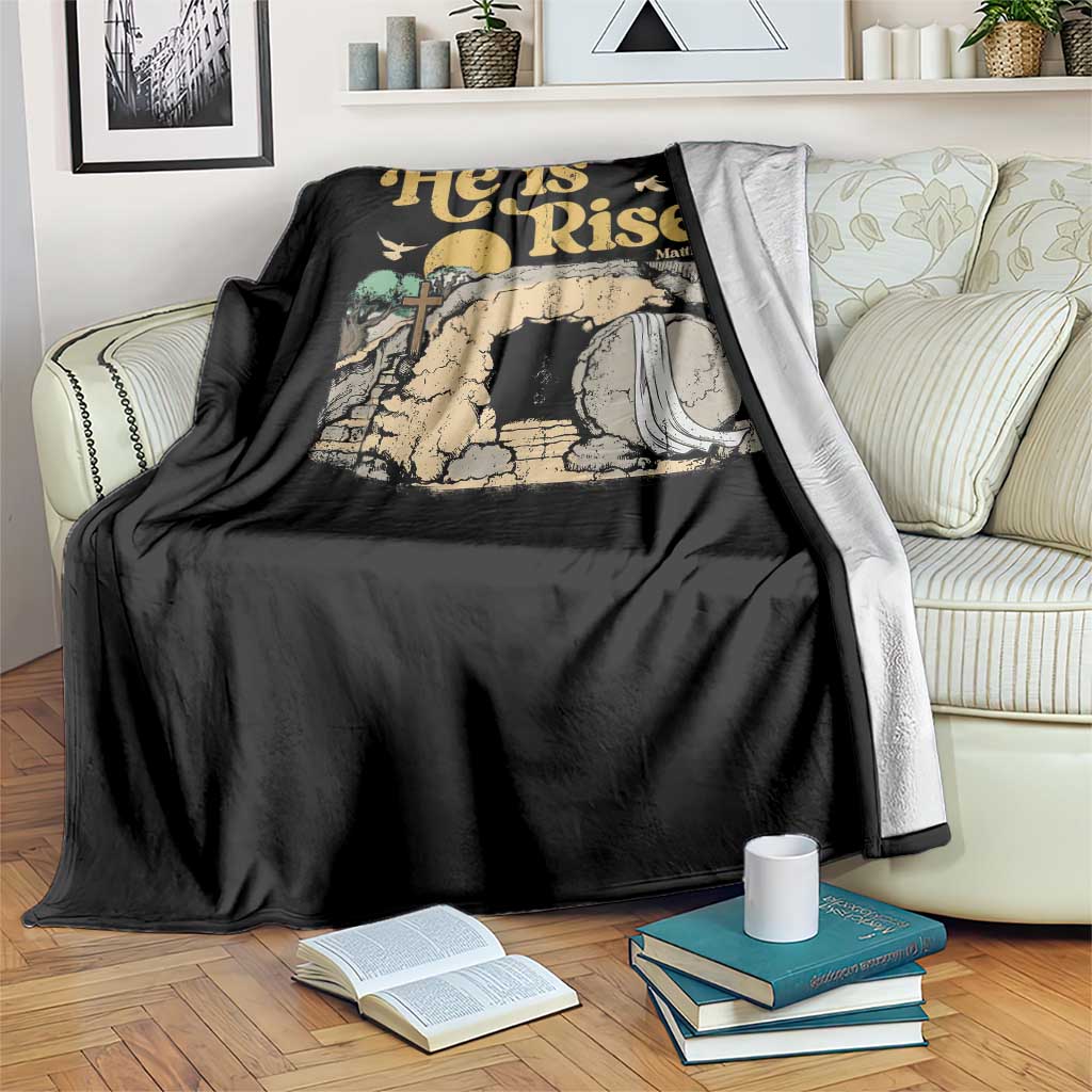 He Is Risen Throw Blanket Retro Vintage Easter Jesus Christian Apparel - Wonder Print Shop