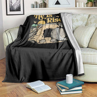 He Is Risen Throw Blanket Retro Vintage Easter Jesus Christian Apparel - Wonder Print Shop