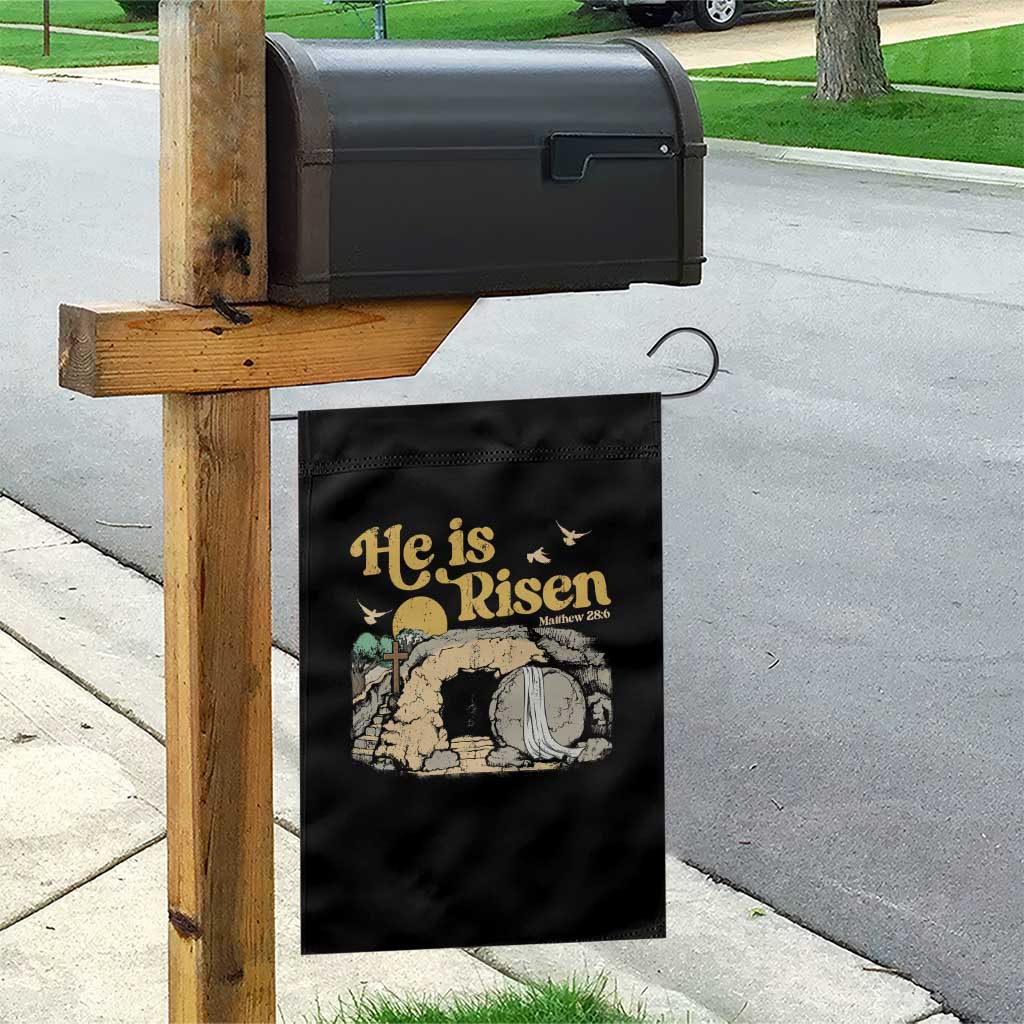 He Is Risen Garden Flag Retro Vintage Easter Jesus Christian Apparel - Wonder Print Shop