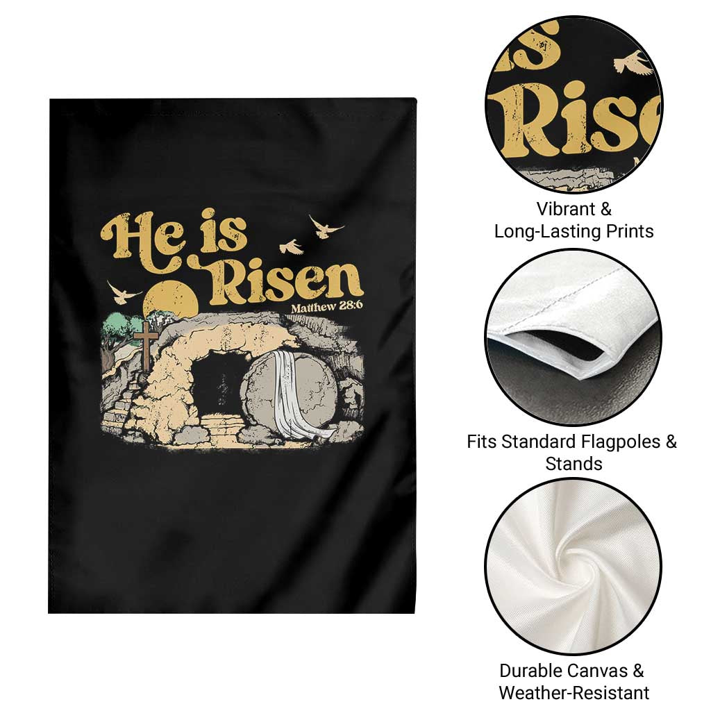 He Is Risen Garden Flag Retro Vintage Easter Jesus Christian Apparel - Wonder Print Shop