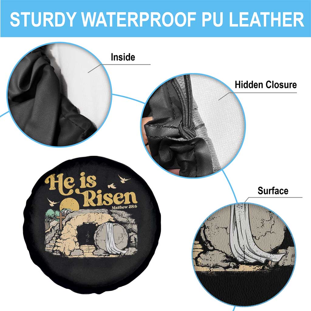 He Is Risen Spare Tire Cover Retro Vintage Easter Jesus Christian Apparel - Wonder Print Shop