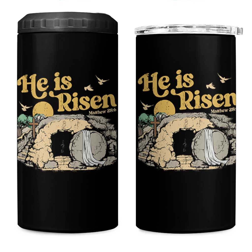 He Is Risen 4 in 1 Can Cooler Tumbler Retro Vintage Easter Jesus Christian Apparel - Wonder Print Shop