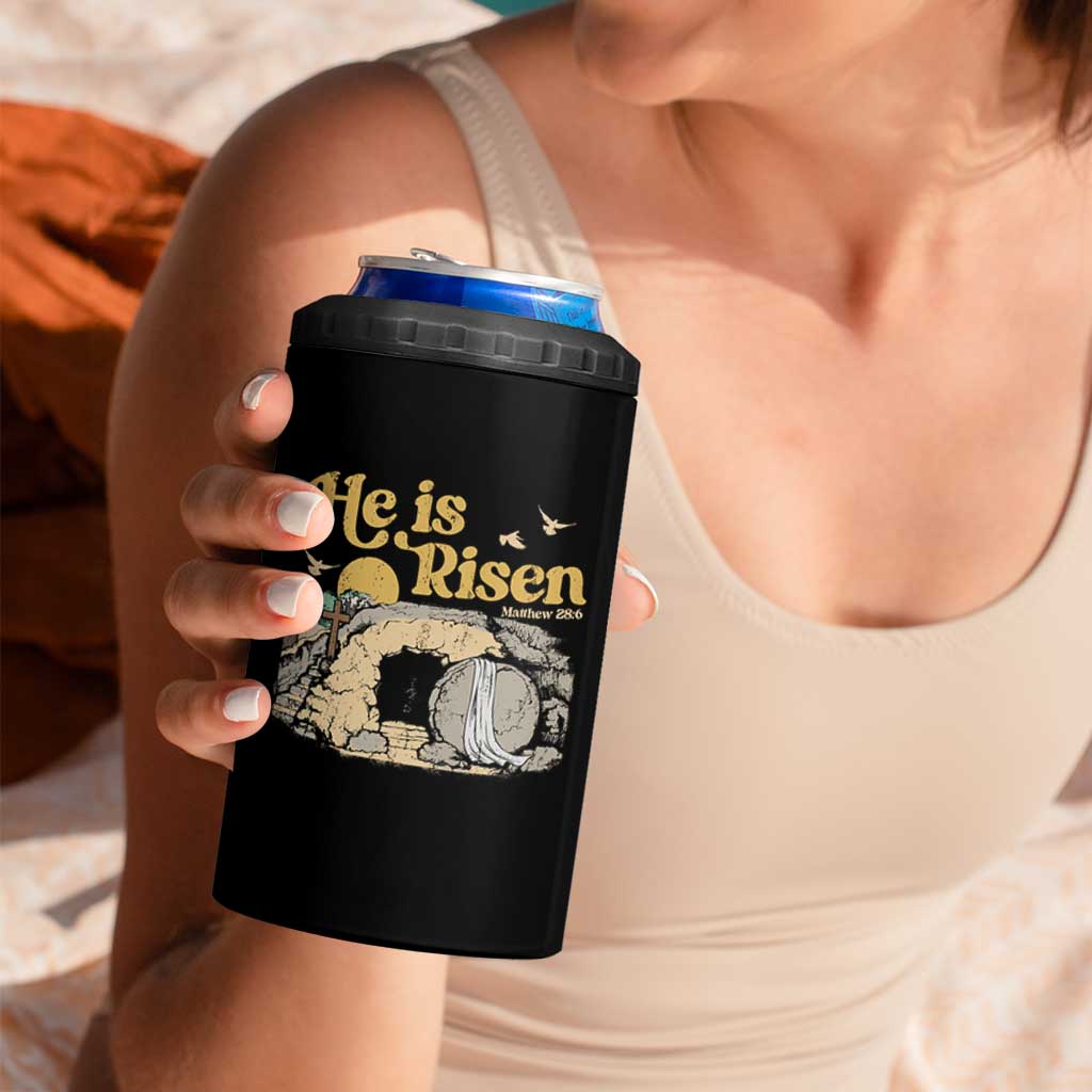 He Is Risen 4 in 1 Can Cooler Tumbler Retro Vintage Easter Jesus Christian Apparel - Wonder Print Shop