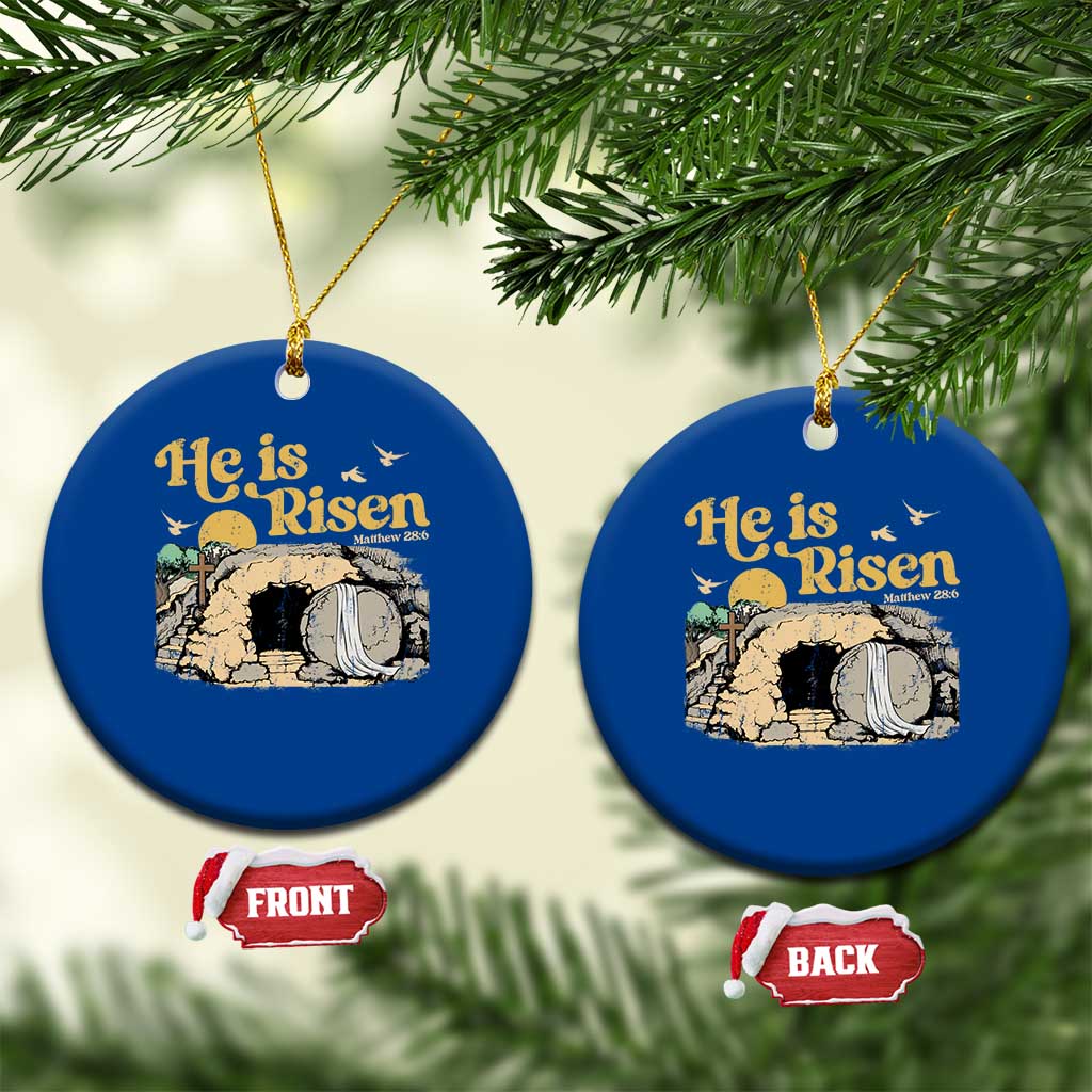He Is Risen Ceramic Ornament Retro Vintage Easter Jesus Christian Apparel - Wonder Print Shop
