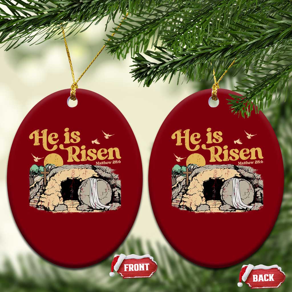 He Is Risen Ceramic Ornament Retro Vintage Easter Jesus Christian Apparel - Wonder Print Shop