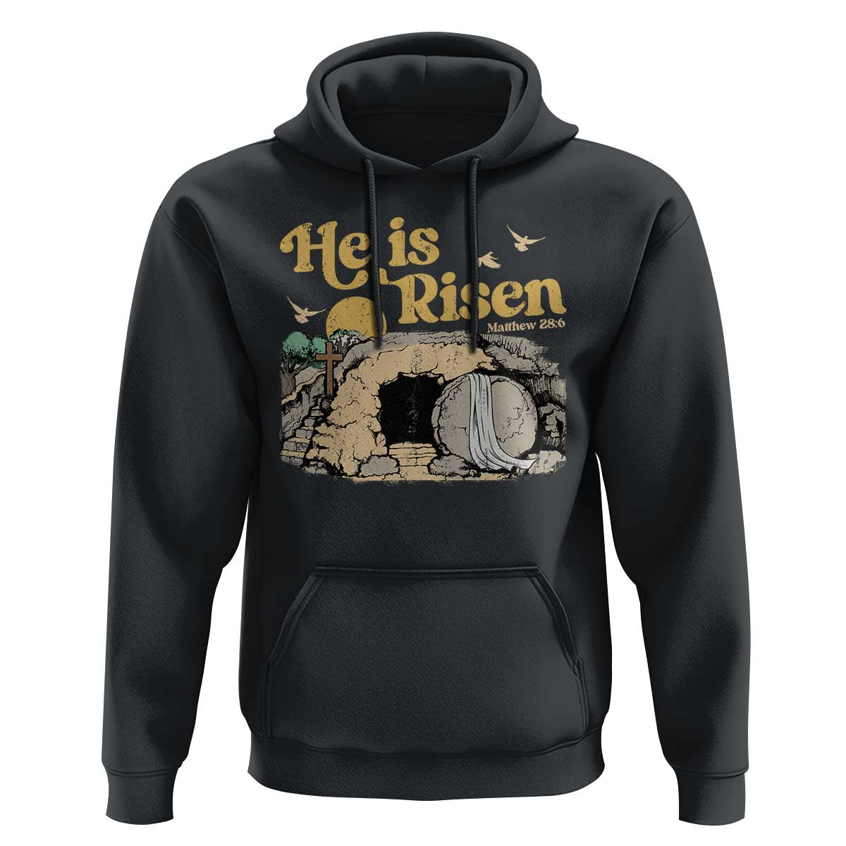 He Is Risen Hoodie Retro Vintage Easter Jesus Christian Apparel - Wonder Print Shop