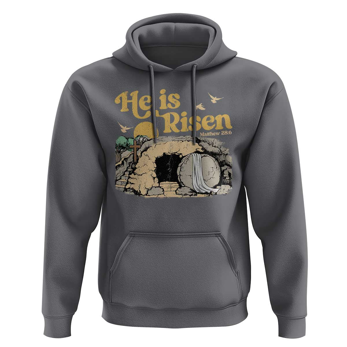 He Is Risen Hoodie Retro Vintage Easter Jesus Christian Apparel - Wonder Print Shop