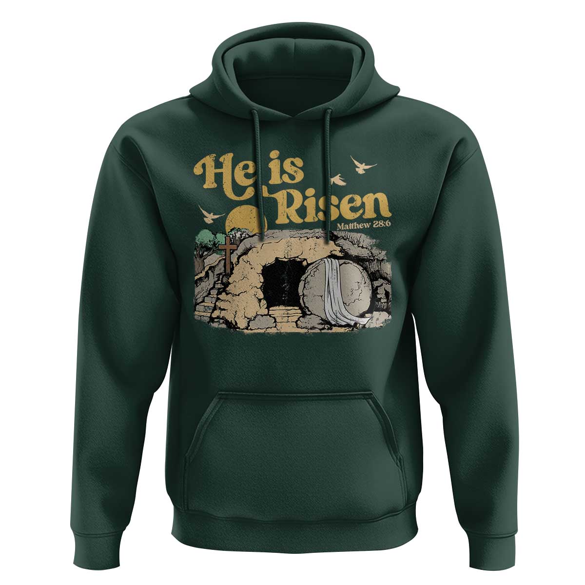 He Is Risen Hoodie Retro Vintage Easter Jesus Christian Apparel - Wonder Print Shop