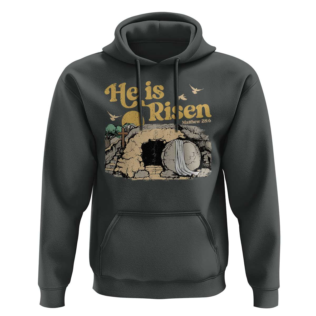 He Is Risen Hoodie Retro Vintage Easter Jesus Christian Apparel - Wonder Print Shop