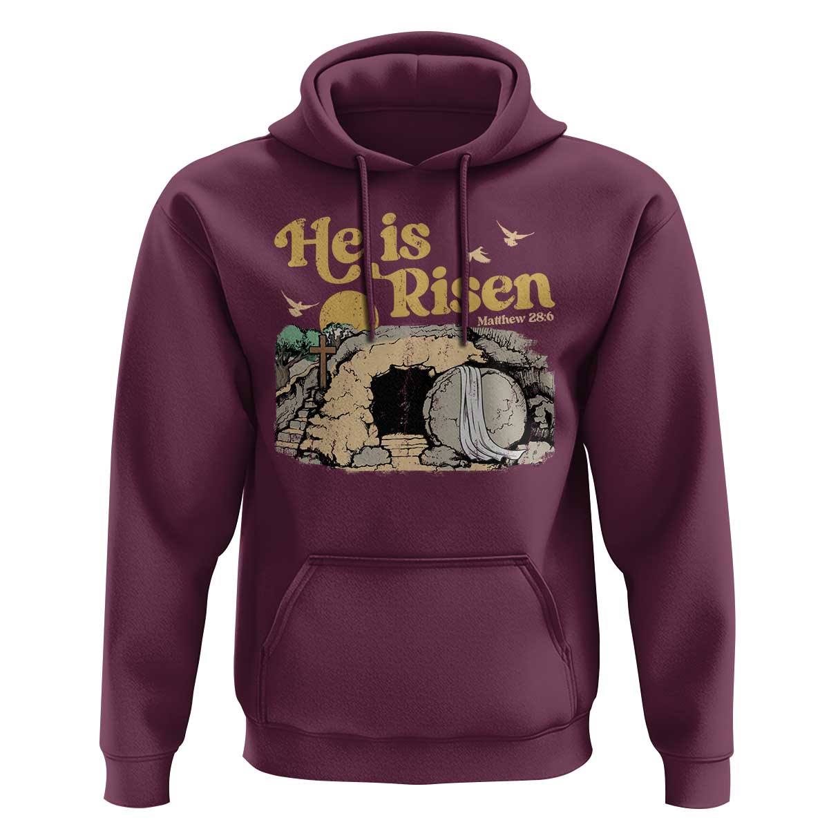 He Is Risen Hoodie Retro Vintage Easter Jesus Christian Apparel - Wonder Print Shop