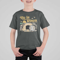 He Is Risen T Shirt For Kid Retro Vintage Easter Jesus Christian Apparel - Wonder Print Shop