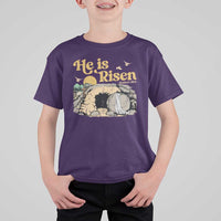 He Is Risen T Shirt For Kid Retro Vintage Easter Jesus Christian Apparel - Wonder Print Shop