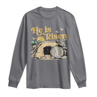 He Is Risen Long Sleeve Shirt Retro Vintage Easter Jesus Christian Apparel - Wonder Print Shop