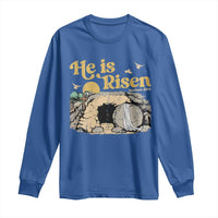 He Is Risen Long Sleeve Shirt Retro Vintage Easter Jesus Christian Apparel - Wonder Print Shop