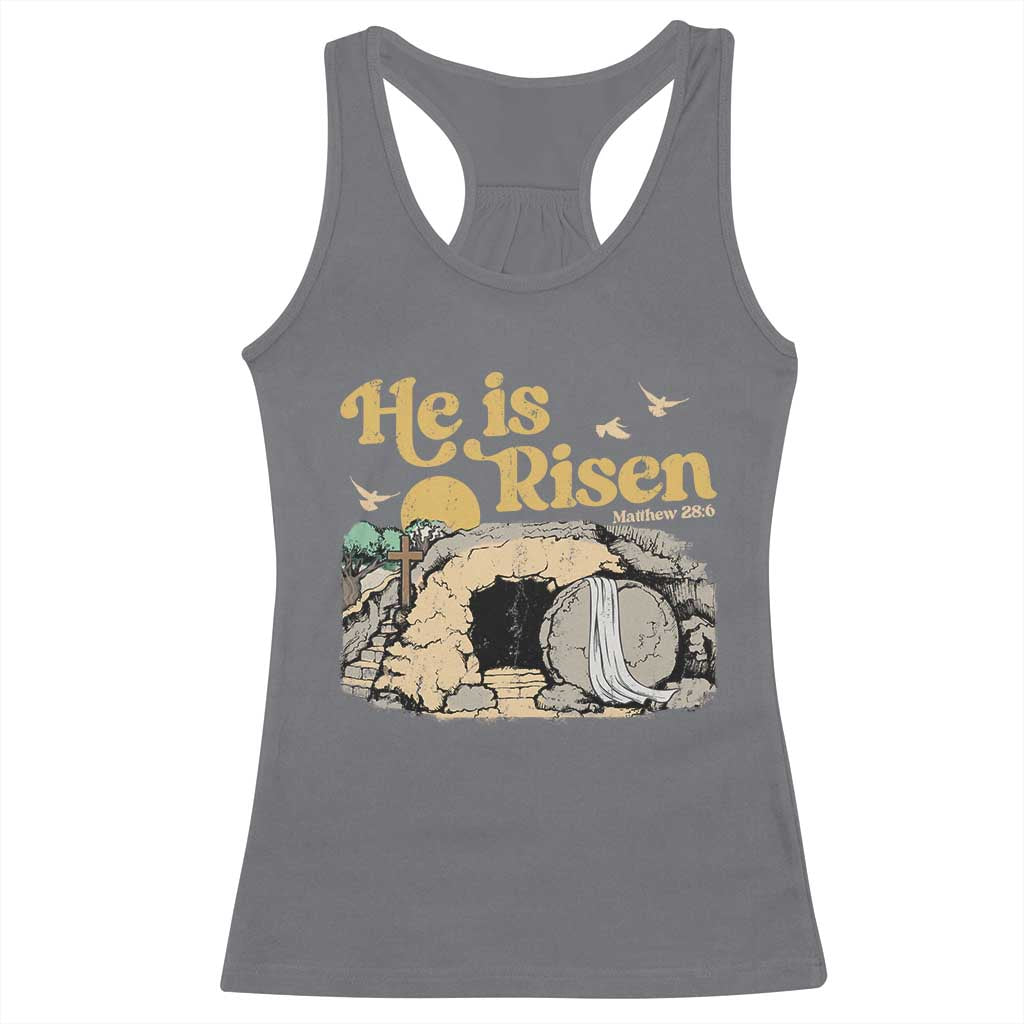 He Is Risen Racerback Tank Top Retro Vintage Easter Jesus Christian Apparel - Wonder Print Shop
