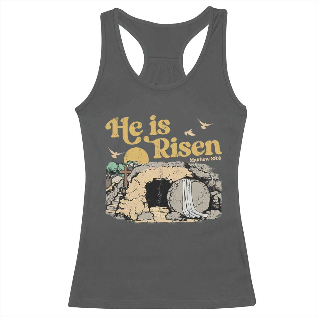 He Is Risen Racerback Tank Top Retro Vintage Easter Jesus Christian Apparel - Wonder Print Shop
