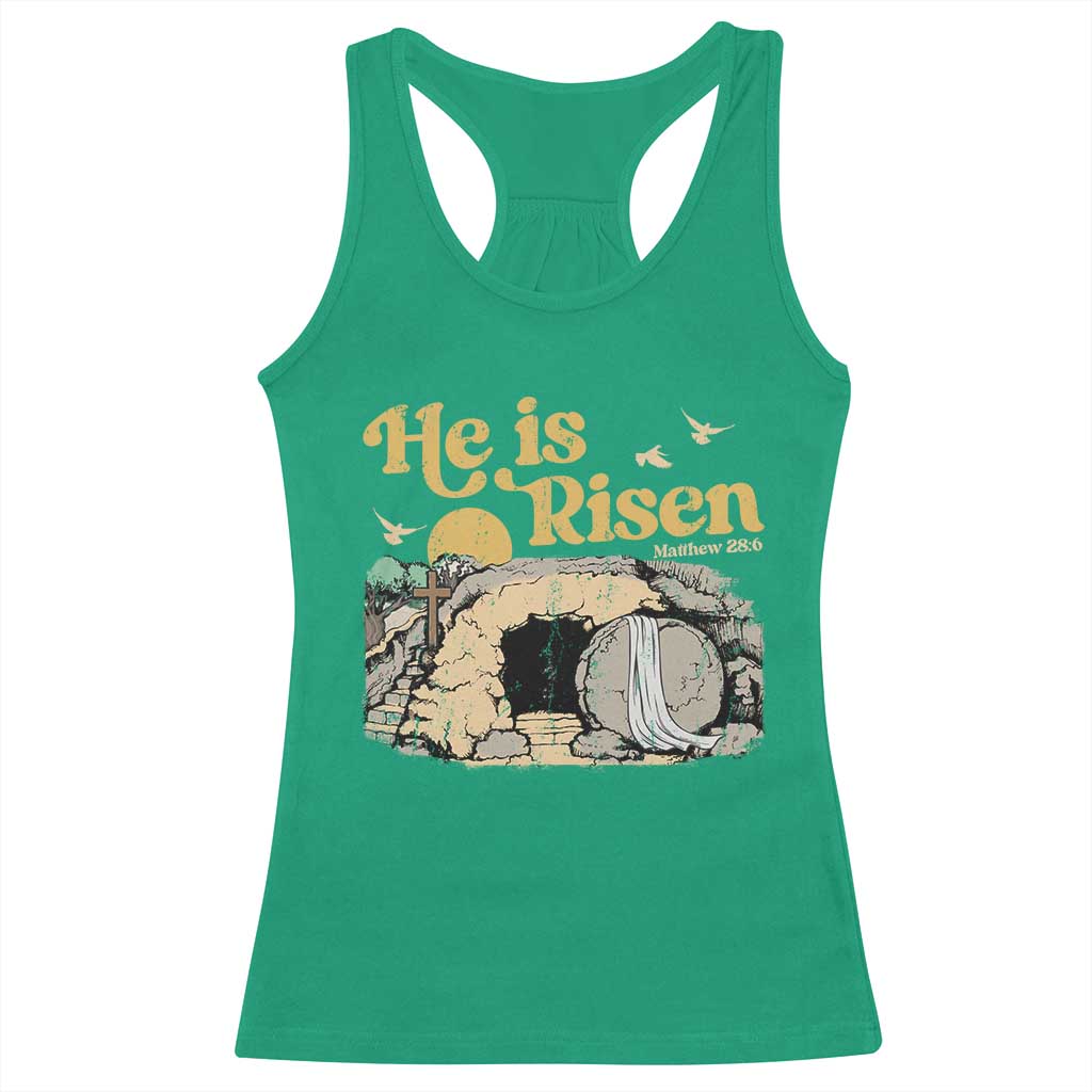 He Is Risen Racerback Tank Top Retro Vintage Easter Jesus Christian Apparel - Wonder Print Shop