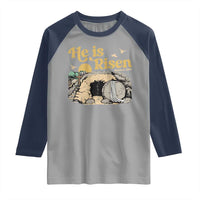 He Is Risen Raglan Shirt Retro Vintage Easter Jesus Christian Apparel - Wonder Print Shop