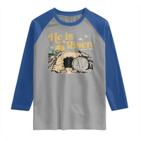 He Is Risen Raglan Shirt Retro Vintage Easter Jesus Christian Apparel - Wonder Print Shop