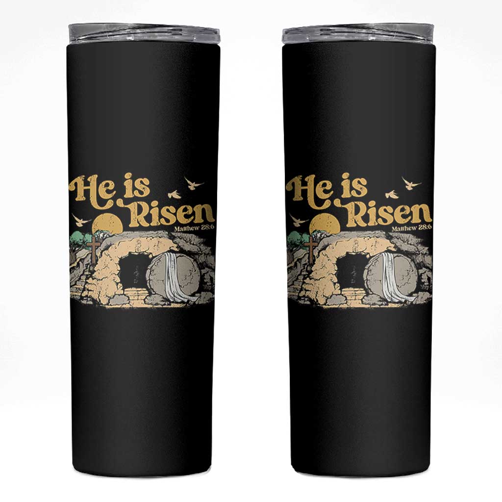 He Is Risen Skinny Tumbler Retro Vintage Easter Jesus Christian Apparel - Wonder Print Shop