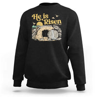 He Is Risen Sweatshirt Retro Vintage Easter Jesus Christian Apparel - Wonder Print Shop