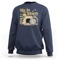 He Is Risen Sweatshirt Retro Vintage Easter Jesus Christian Apparel - Wonder Print Shop