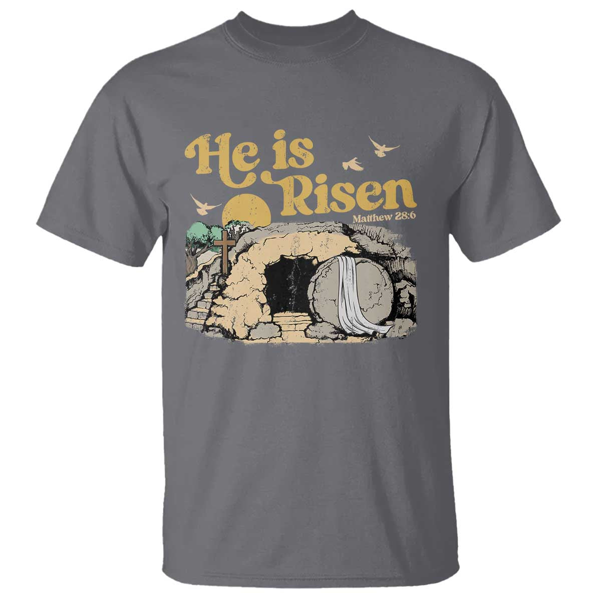 He Is Risen T Shirt Retro Vintage Easter Jesus Christian Apparel - Wonder Print Shop